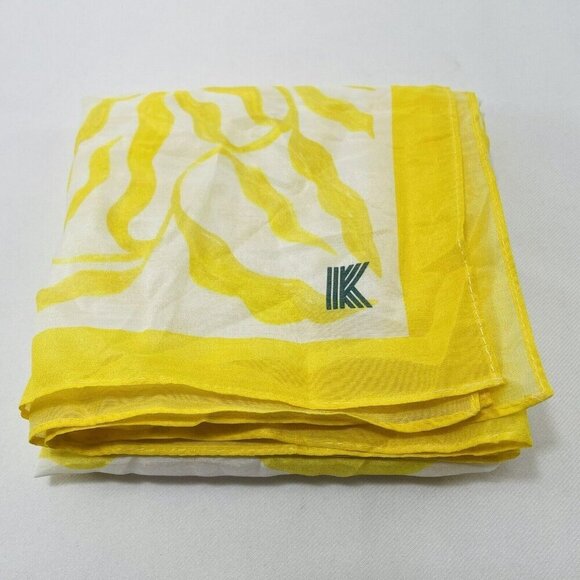 K Logo Scarf Handkerchief Hankie Bandana 22” Square Leaf Vine Letter Initial Y2K - Picture 1 of 9